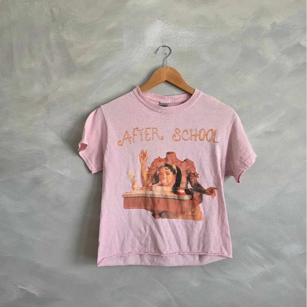 Melanie Martinez T-Shirt After School Light Pink Crop Rolled Hem Short Sleeve S